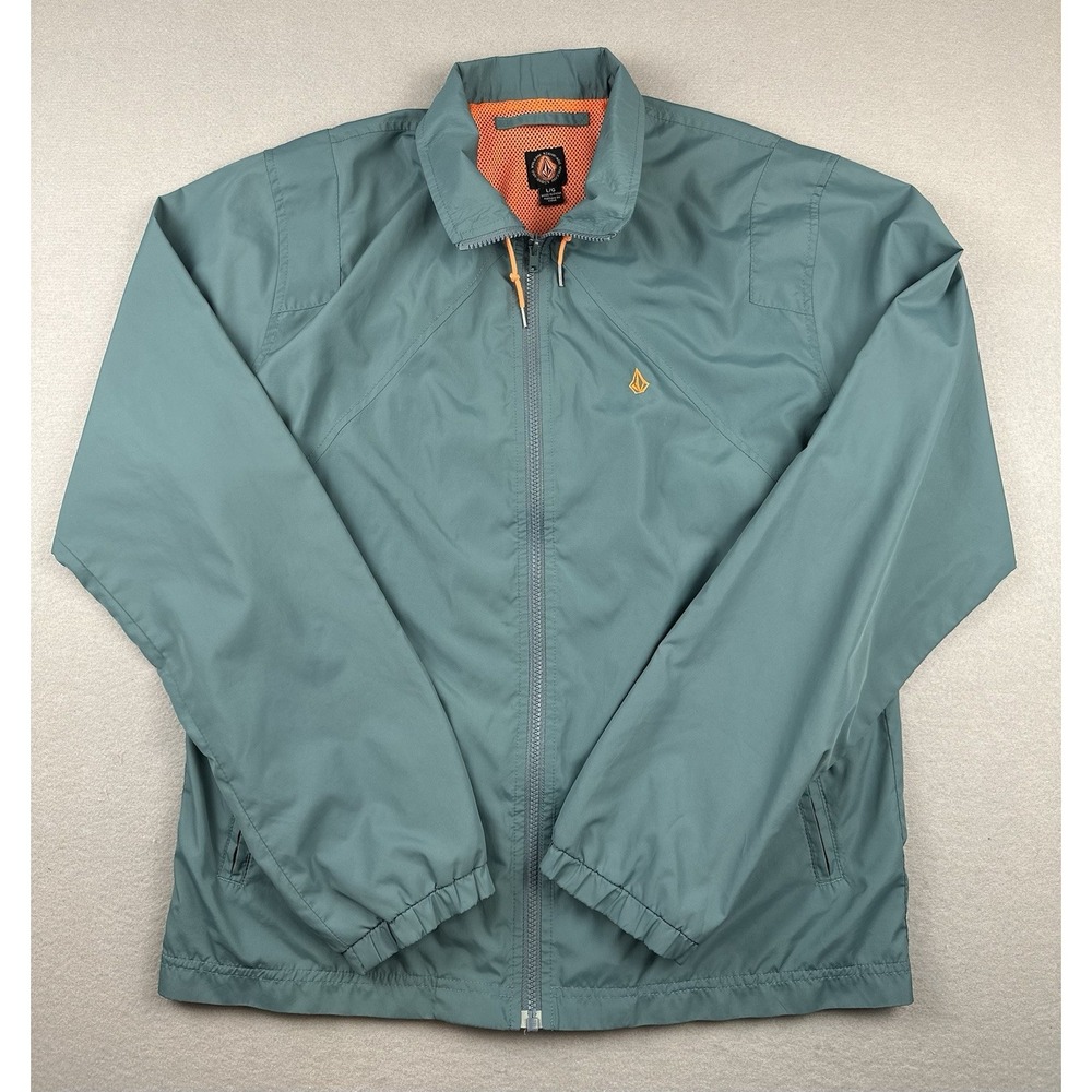 Volcom Palmer Jacket Mens Large Teal Windbreaker Zip Skate Surf Lightweight